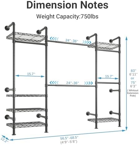 timate f3 medium wall mounted clothes rack expandable, side view