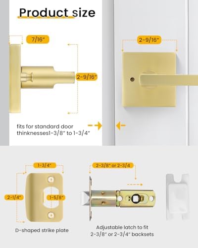 goldenwarm brushed gold door handles interior, privacy door, front angle view