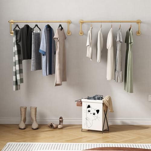 industrial pipe clothing racks 2 pack, 36.2in wall, front angle view
