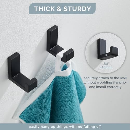angle simple towel hooks for bathrooms matte black, package contents