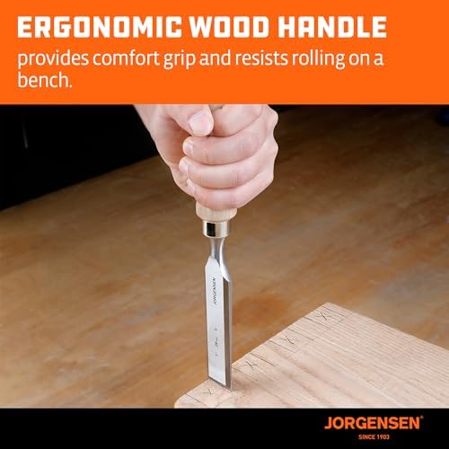 jorgensen 4-piece wood chisel set, 1/4", 1/2", 3/4", package contents