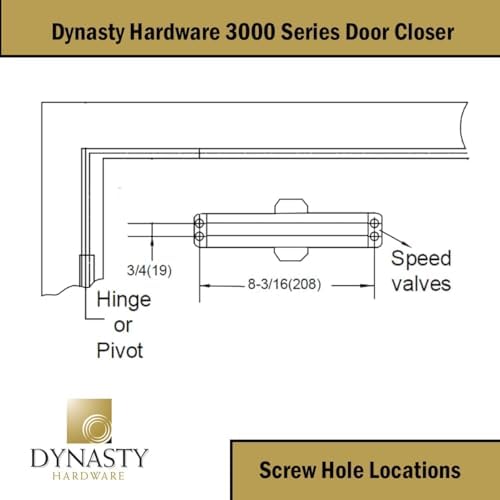 dynasty 3000 series door closer, sprayed duronotic bronze, side view