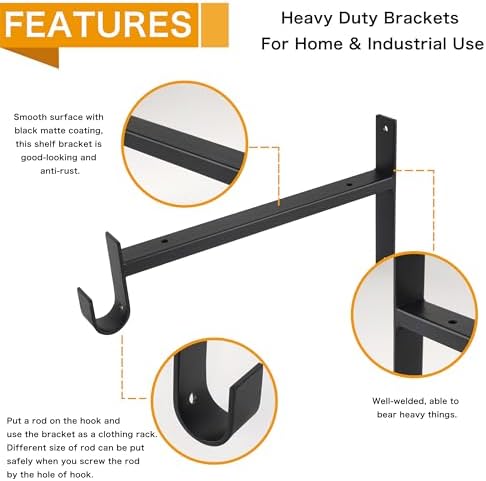 ezydecor closet rod bracket shelf brackets with hook on a desk or shelf