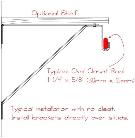oval closet rod shelf bracket | adjustable for shown in use