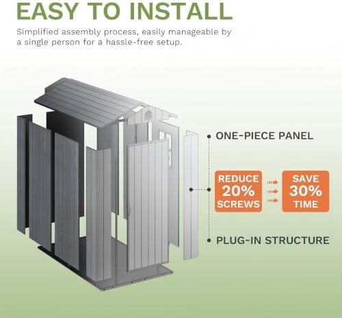 patiowell 4x6 ft resin storage shed with floor, front angle view