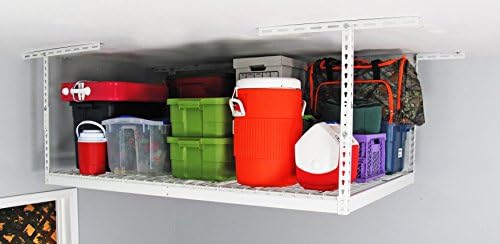 saferacks 4x6 overhead garage storage rack, white, 12"-21", package contents