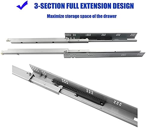 6 pairs 21 inch undermount soft close drawer showing dimensions