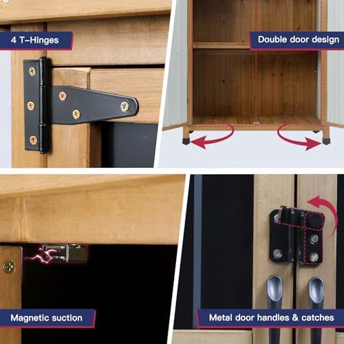 wood & metal outdoor storage cabinet with waterproof, package contents