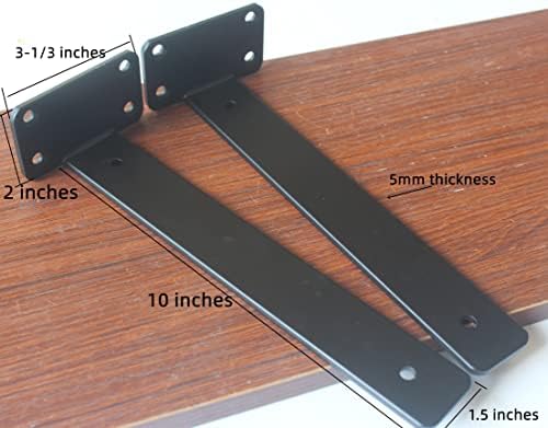 10 inch black hidden l shelf bracket (1/5 shown in use