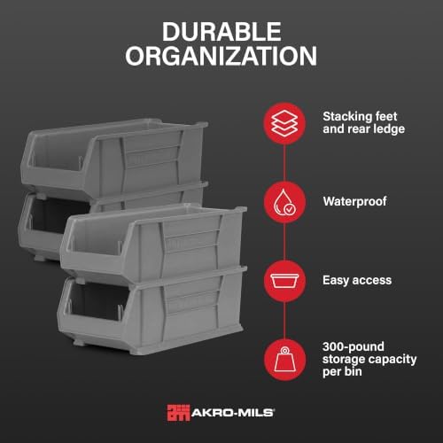 akro-mils 30287 super-size akrobins plastic storage bins, space-saving, close-up detail