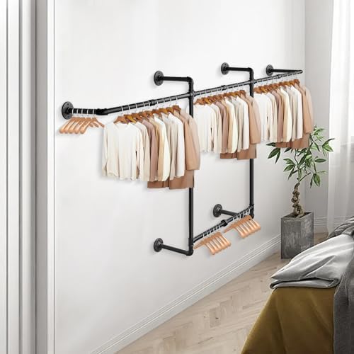 livabber industrial pipe clothes rack, heavy duty detachable on a desk or shelf