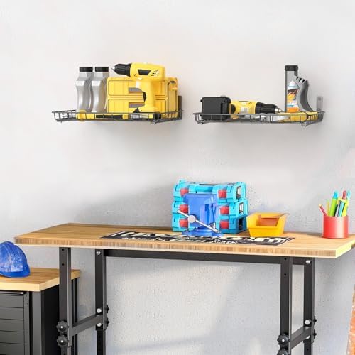 walmann garage 12x18 inch wall shelf, wall-mounted storage shown in use