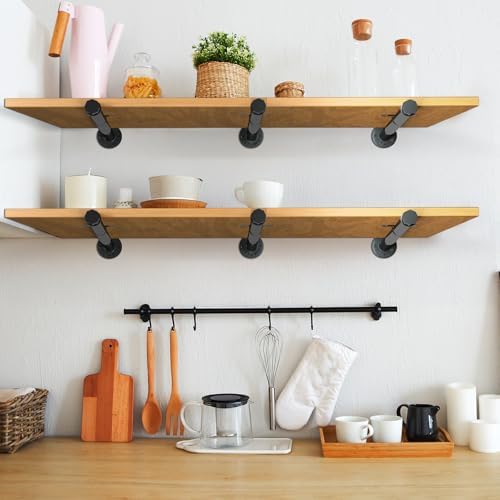 industrial pipe shelf brackets, 12-pack heavy duty floating showing dimensions
