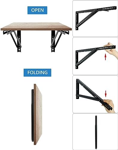 qwork 24" heavy duty folding shelf brackets for, side view