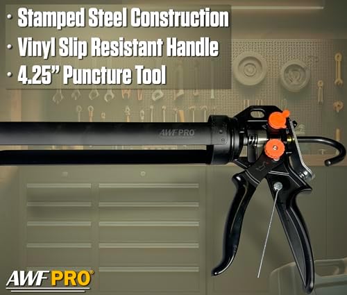 awf pro 29 oz dual thrust caulk gun showing dimensions