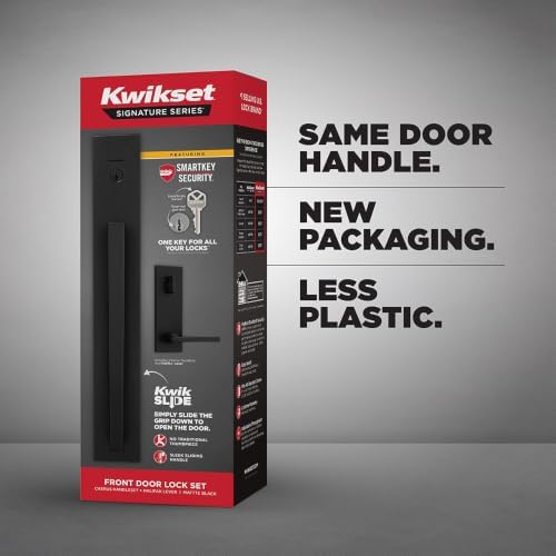 kwikset careus front door lock handle and deadbolt, close-up detail