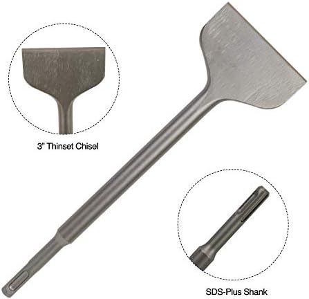 sds plus 4-piece chisel set, thinset scraping bit, package contents