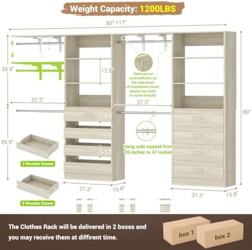 aheaplus closet system, wood closet organizer system with on a desk or shelf