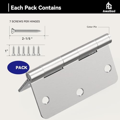 door hinges brushed nickel - 12 pack 3.5, close-up detail