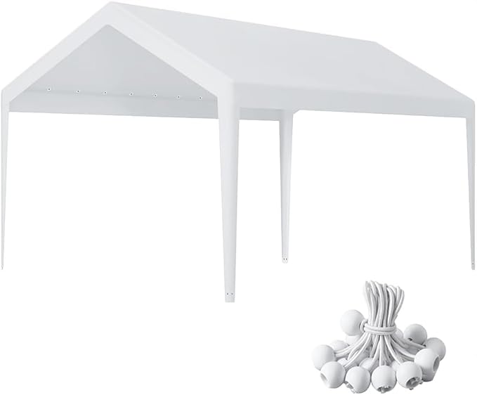 Rutile 10 x 20 FT Carport Replacement Cover, Heavy Duty Car Tarp Canopy Tent by Rutile