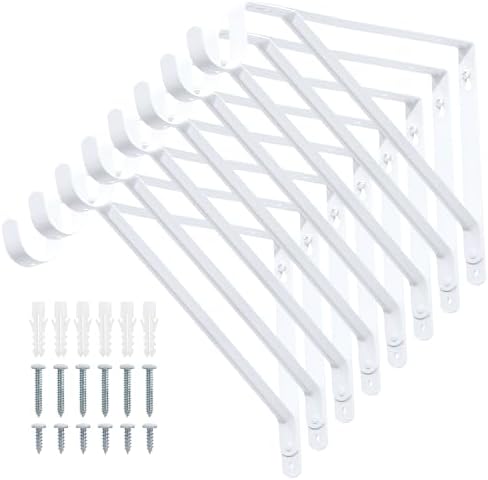 closet rod brackets 11x9.5in, 8 pack closet shelf, front angle view