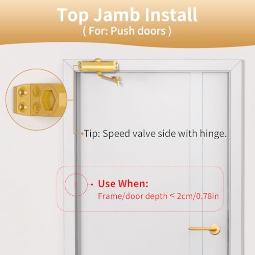 commercial grade door arm, dullgolden finish, large size showing dimensions