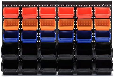 mulsame wall mounted storage bins parts rack 4, front angle view