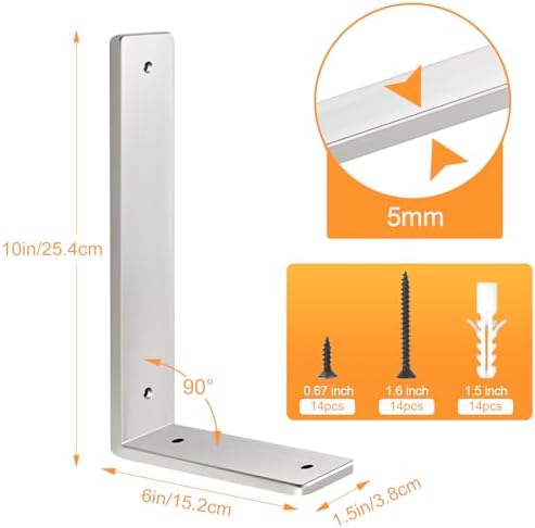floating shelf bracket stainless steel 10 inch, 6, side view