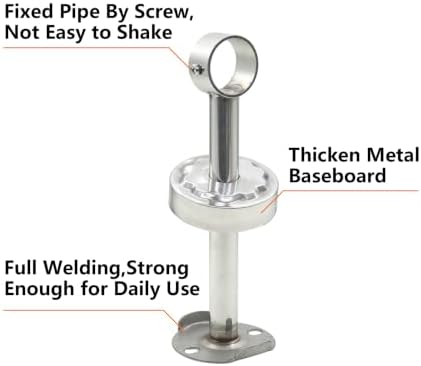 ceiling mount bracket, stainless steel wardrobe pipe bracket, side view