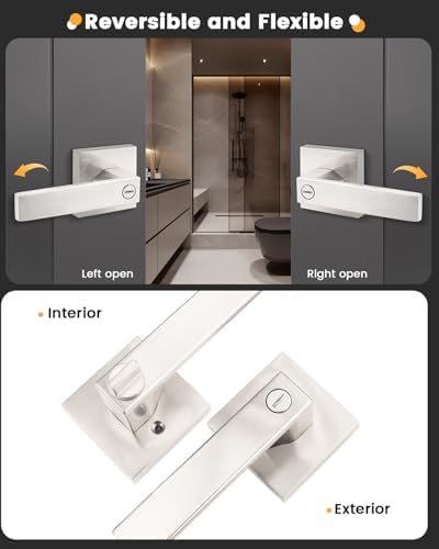 gobrico 10 pack privacy square brushed nickel door, side view