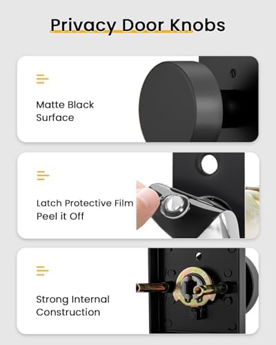 goldenwarm matte black door knobs interior, privacy door on a desk or shelf