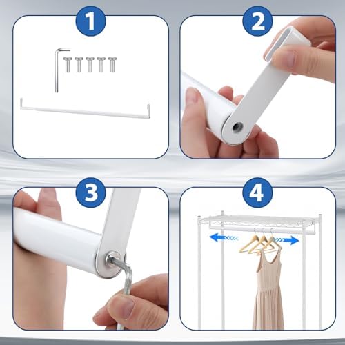 threehoney expandable closet hanger rod for wire shelf, side view