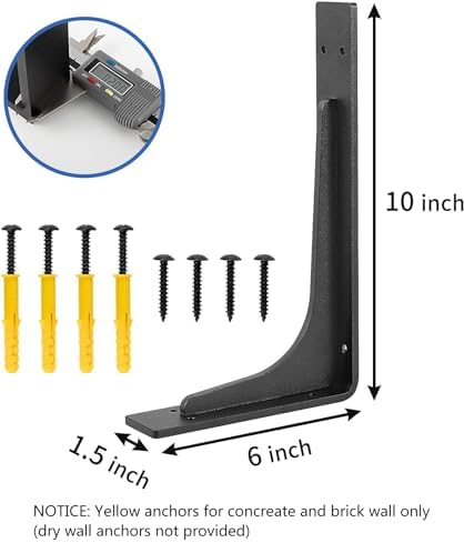 10"x 6"shelf brackets,l shelf brackets,max load 300lbs, vertical shown in use