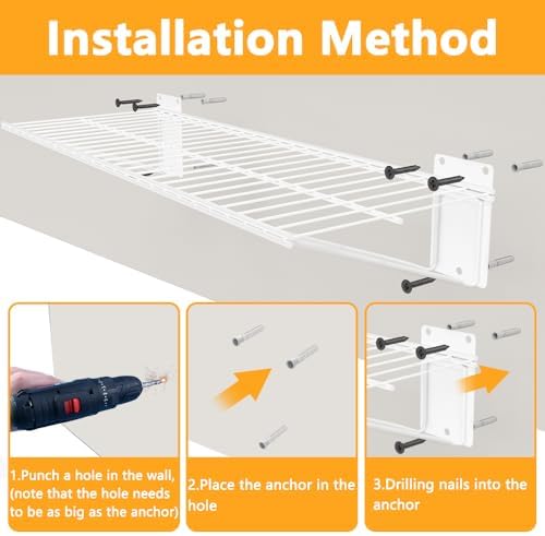 wall shelf 24'' x 11'', white wall mounted, package contents