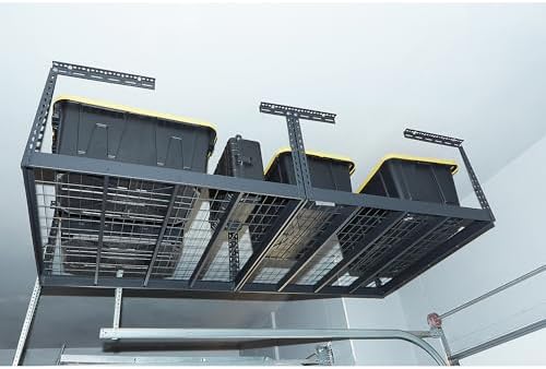 klutch overhead garage storage rack, 96in., 96in.l x, front angle view