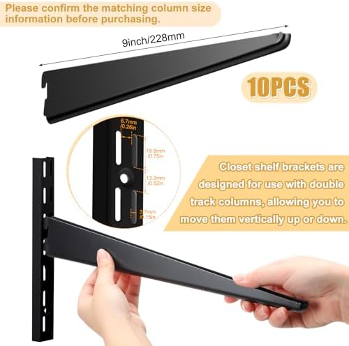 yalikop 10 pack adjustable shelf brackets for double, close-up detail