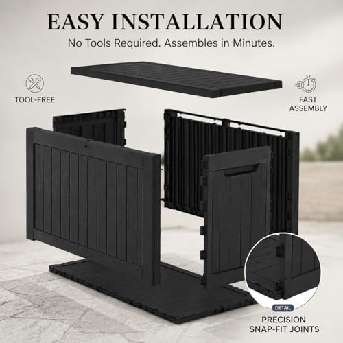 200 gallon outdoor storage box resin deck box, side view
