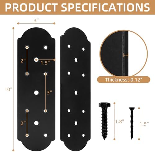 i shape steel flat bracket, 4 pcs 10", close-up detail