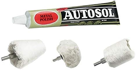 Autosol Metal Chrome Aluminum Polish Buffer with 3pc Drill Buff Kit - 3.5 Ounce Tube