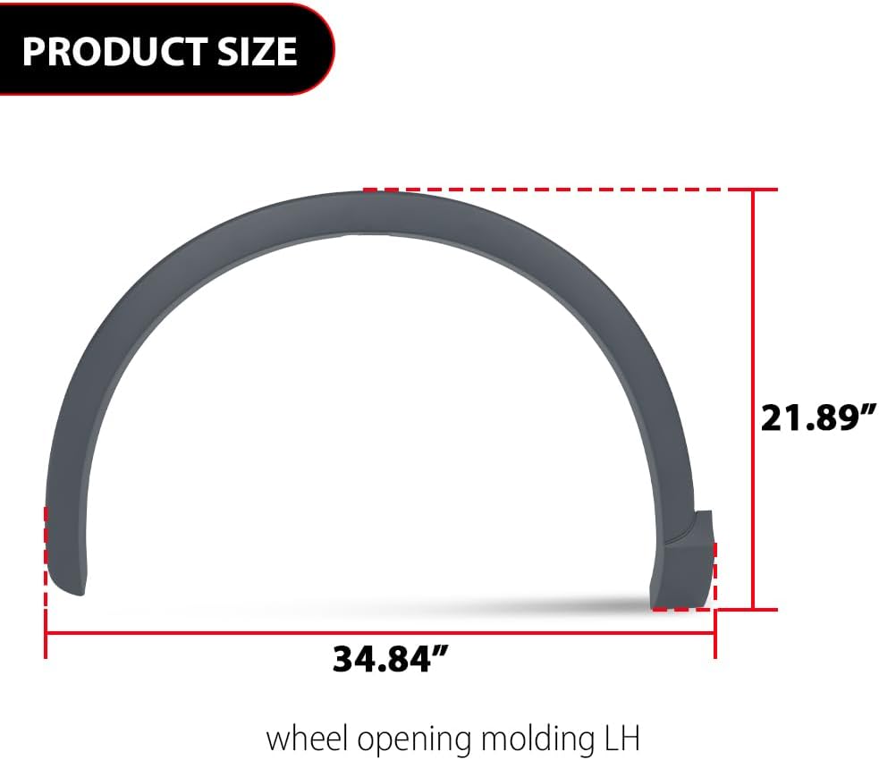 DOTCOM Front Left Fender Flare, Fit Audi Q3 2015-2018 | Wheel Opening Molding Arch Trim,Driver Side, AU0853717, 8U0853717CGRU
