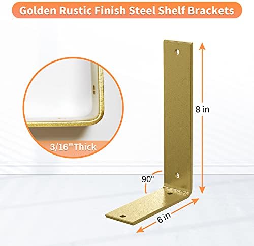 gold heavy duty shelf brackets 8 inch, extra shown in use