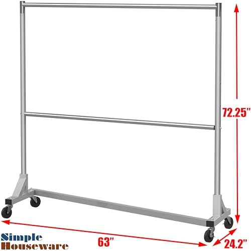 simple houseware commercial grade z-base double rod garment, view 9