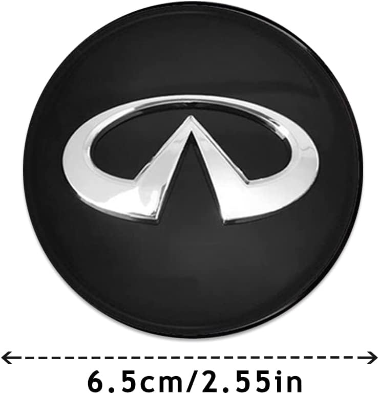 4pcs Wheel Center Caps Sticker for Infiniti QX50 Q50 Q70 Q70L Q60 QX60 QX80 EX25 EX35, Black Wheel Center Hub Covers Sticker, 65mm/2.56''