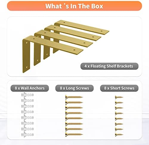 l shelf brackets 10 inch, gold heavy duty, front angle view