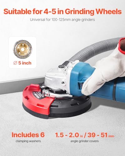 vevor grinding dust shroud for angle grinder, universal shown in use