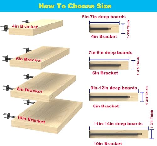 8 in hidden floating shelf brackets 8 pack shown in use