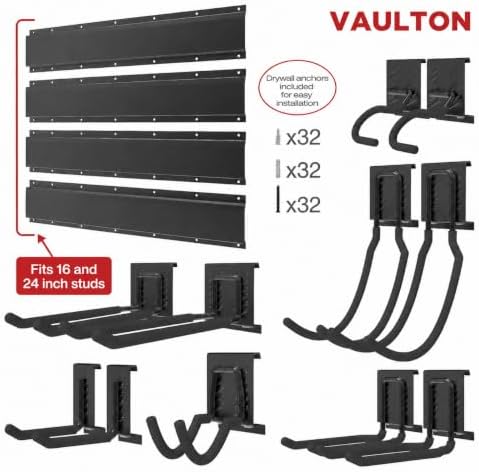 vaulton 96" garage wall organizer, metal tool rack, close-up detail