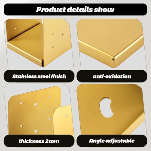 4"x4" adjustable post base, 4pcs，golden,stainless steel post anchor, package contents