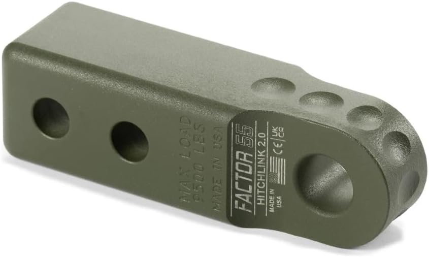 Factor 55 00020-14 Hitchlink 2.0 Rated at 9500 lb Ultimate Failure at 51,000 lb Convert Your Vehicles Hitch Receiver into a Recovery Point. Ideal for 4x4 Off Road Adventures – OD Green