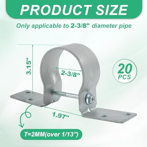 fence post brackets, 2-3/8“ steel to wood fence shown in use